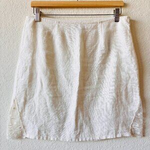 Tommy Bahama ivory 100% linen mini pencil skirt with a side lace insert size 6